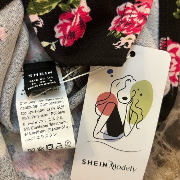 NWT SHEIN Modely Floral Off Shoulder Wiggle Dress M - Picture 7 of 7